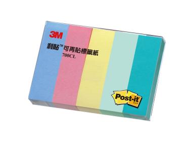3M 利貼 5色可再貼標籤紙 700CL-1