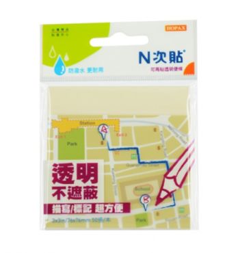 N次貼 3*3 螢光透明便條 66543 白