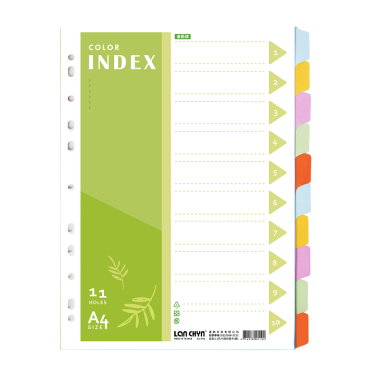 連勤 11孔十段分段卡(紙質) LC-P10