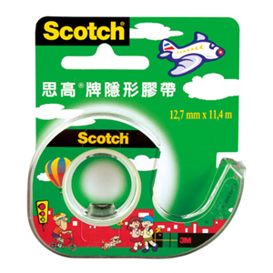 3M 12mm隱形膠帶輕便型(附膠台) 104-TW