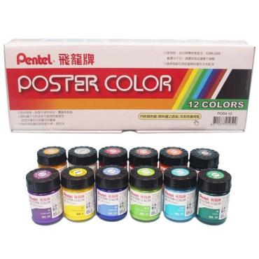 Pentel 30c.c廣告顏料 POS4-12色組