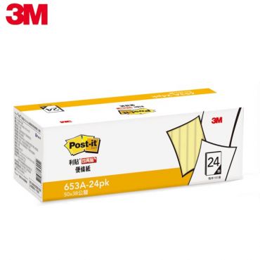 3M 利貼便條紙653A-24PK經濟包 (38.1x50.8mm)