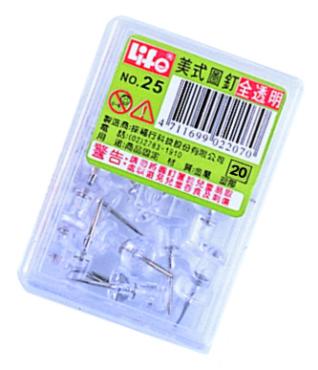 LIFE 美式圖釘(25入) 全透明
