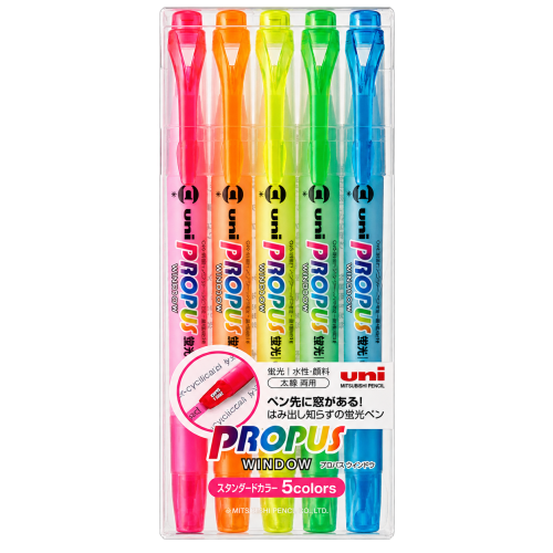三菱 視窗雙頭螢光筆 PUS-102T(5色入)