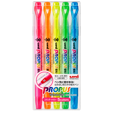三菱 視窗雙頭螢光筆 PUS-102T(5色入)