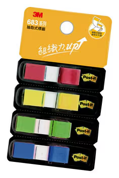 3M 利貼 繽紛四色可再貼標籤 683-4CD