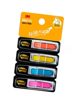 3M 利貼 可再貼抽取式四色箭頭標籤 684-4