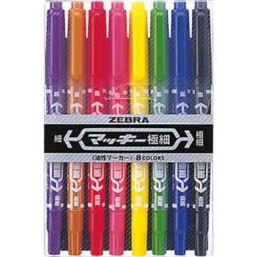 ZEBRA 斑馬牌 極細雙頭油性筆 MO-120 8色/組