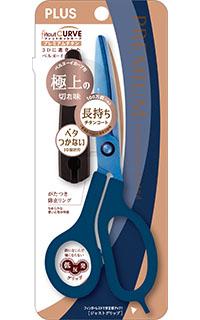 PLUS 普樂士 30度弧線剪刀(鈦金屬+3Ｄ凹面不沾膠) 深藍(不對稱) SC-175ATN/35-659
