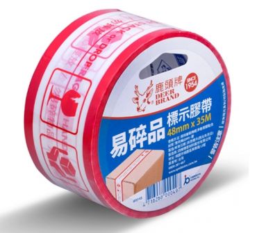 鹿頭 易碎品標示膠帶 48mm*35M 4P85KS