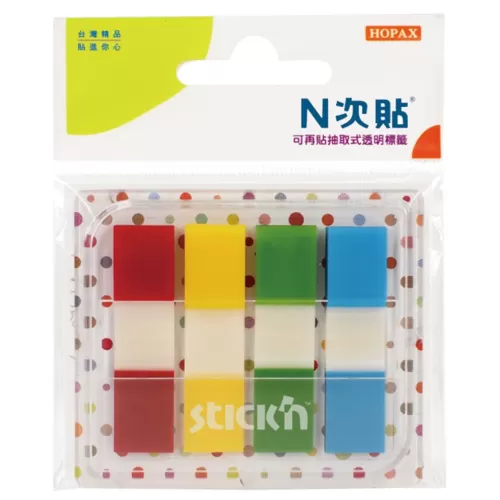 N次貼 抽取式透明4色標籤 66032