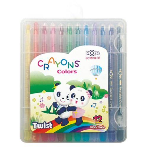 MONA 12色PP硬盒 旋轉蠟筆